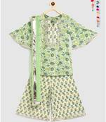 green block printed kurta with sharara