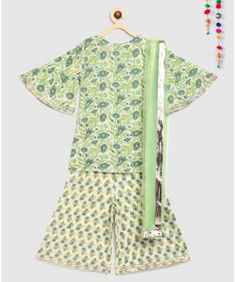 green block printed kurta with sharara 2