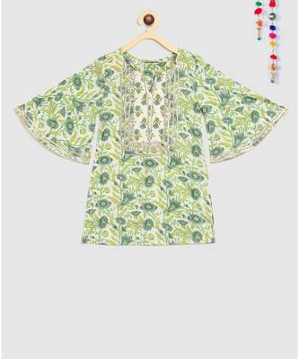 green block printed kurta with sharara 3