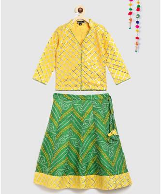 yellow gota patti top with kota doria lehnga 1