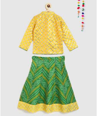 yellow gota patti top with kota doria lehnga 2