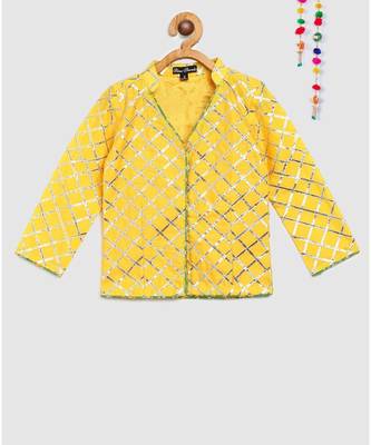 yellow gota patti top with kota doria lehnga 3