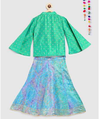 green brocade choli with kota doria lehnga 2