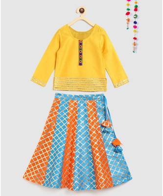 yellow gota patti lehnga with contrast choli 1