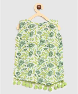 green block print choli with multi print lehnga 4