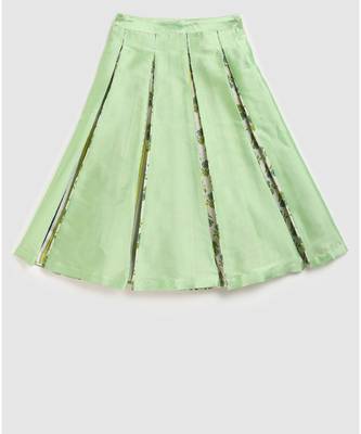 green block print choli with multi print lehnga 6