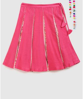 pink block print choli with multi print lehnga 5