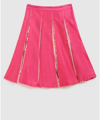 pink block print choli with multi print lehnga 6