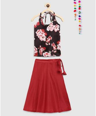 black floral print holter choli with lehnga 1