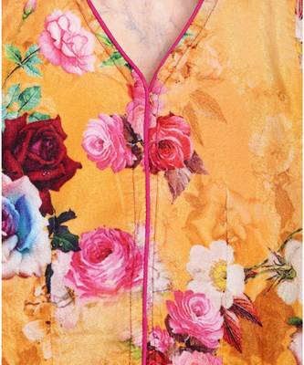 yellow velvet printed choli with contrast lehnga 7