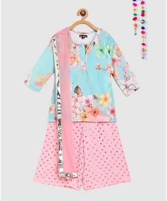 blue velvet short kurti with pallazo 1