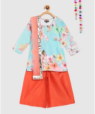 blue velvet short kurti with pallazo 1