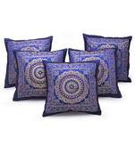 Golden Chakri Design 5 Pc. Blue Cushion Covers Set