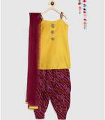 yellow short kurti with bandhani print patiala salwar