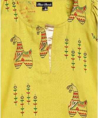 green girls indo western full sleeves long dress in block prints 3
