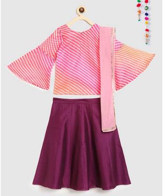 purple striped kota doria full sleeves choli with contrast chanderi lehnga 2