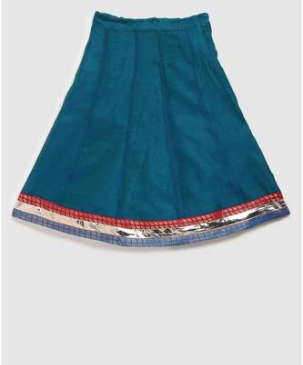 blue plain chanderi lehnga with brocade halter neck choli 6