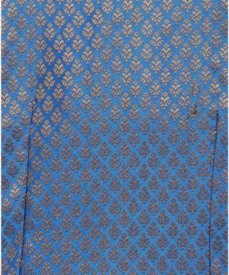 blue plain chanderi lehnga with brocade halter neck choli 7