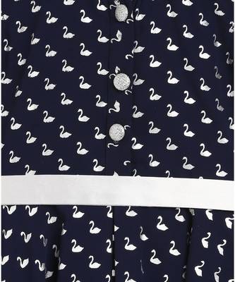 blue swan printed high low dress 3
