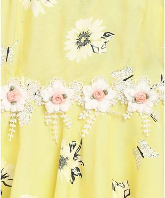 yellow rayon printed knee length dress 3