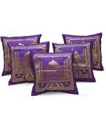 Designer Brocade Tajmahal 5 Pc. Cushion Covers Set