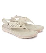 Beautiful Cream color synthetic material flats for women