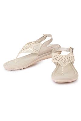 Beautiful Cream color synthetic material flats for women 2