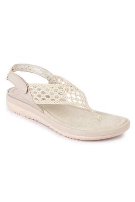 Beautiful Cream color synthetic material flats for women 3