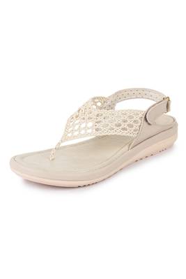 Beautiful Cream color synthetic material flats for women 4