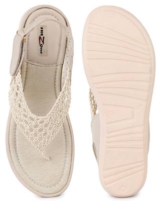 Beautiful Cream color synthetic material flats for women 5