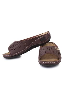Beautiful Brown color synthetic material flats for women 2