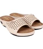 Beautiful Cream color synthetic material flats for women