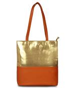 Vegan Leather Gold tan Tote Bag