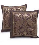 Peacock Design Brocade 2 Pc. Cushion Covers Set