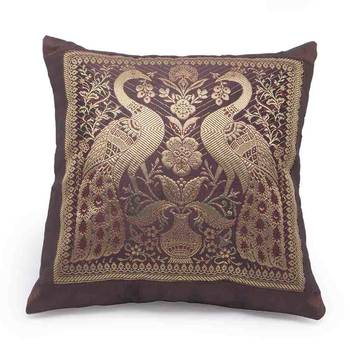 Peacock Design Brocade 2 Pc. Cushion Covers Set 2