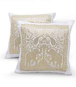 Dual Peacocks N Elephants 2 Pc. Cushion Covers Set