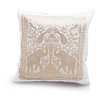 Dual Peacocks N Elephants 2 Pc. Cushion Covers Set 2