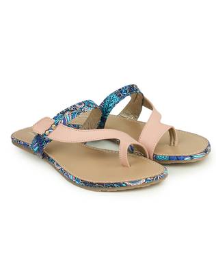 Beautiful Blue color synthetic material flats for womens 1