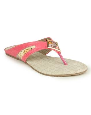 Beautiful Peach color synthetic material flats for womens 2