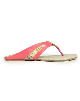 Beautiful Peach color synthetic material flats for womens 4