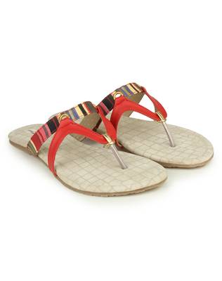 Beautiful Red color synthetic material flats for womens 1