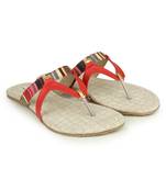 Beautiful Red color synthetic material flats for womens