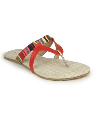 Beautiful Red color synthetic material flats for womens 2