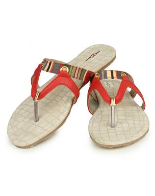 Beautiful Red color synthetic material flats for womens 3