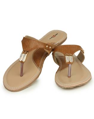 Beautiful Tan color synthetic material flats for womens 1