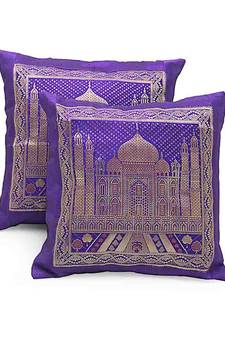 Tajmahal Design 2 Pc. Purple Cushion Covers Set