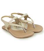 Beautiful Cream color synthetic material flats for womens