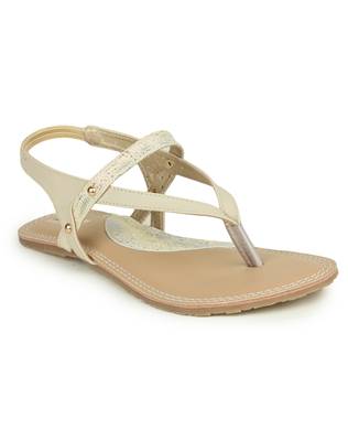 Beautiful Cream color synthetic material flats for womens 2