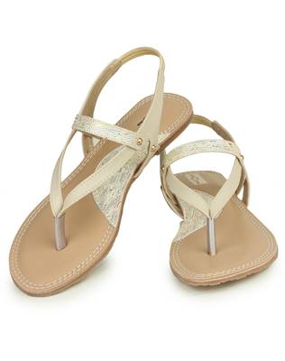 Beautiful Cream color synthetic material flats for womens 3