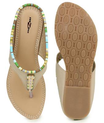 Beautiful Cream color synthetic material flats for womens 5